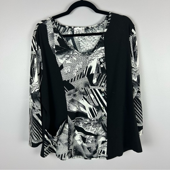 Parsley & Sage Black & White Long Sleeve Top Size XL - Picture 2 of 9